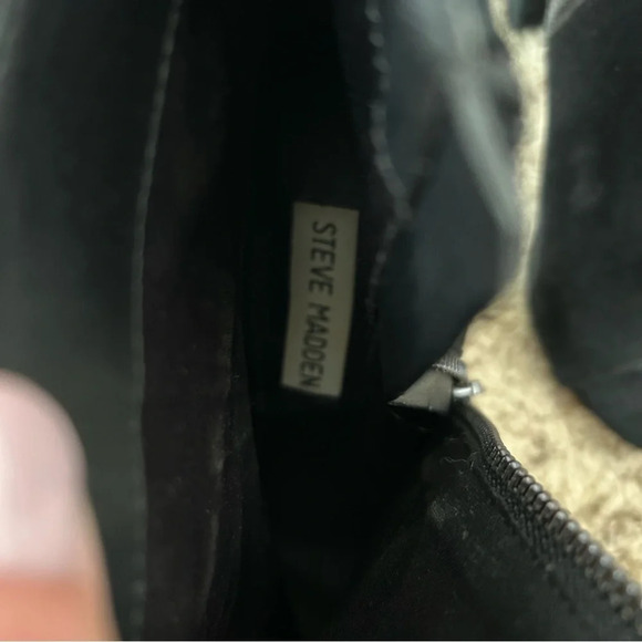 Steve Madden Mannzo Suede High Heel Open Toe Black Bootie Size 6 - Picture 11 of 11